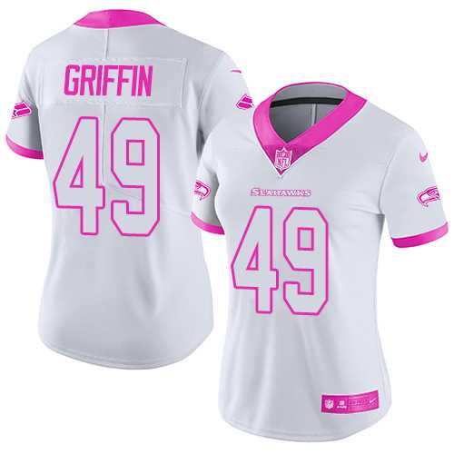 Women's Nike Seattle Seahawks #49 Shaquem Griffin White Pink Stitched NFL Limited Rush Fashion Jersey